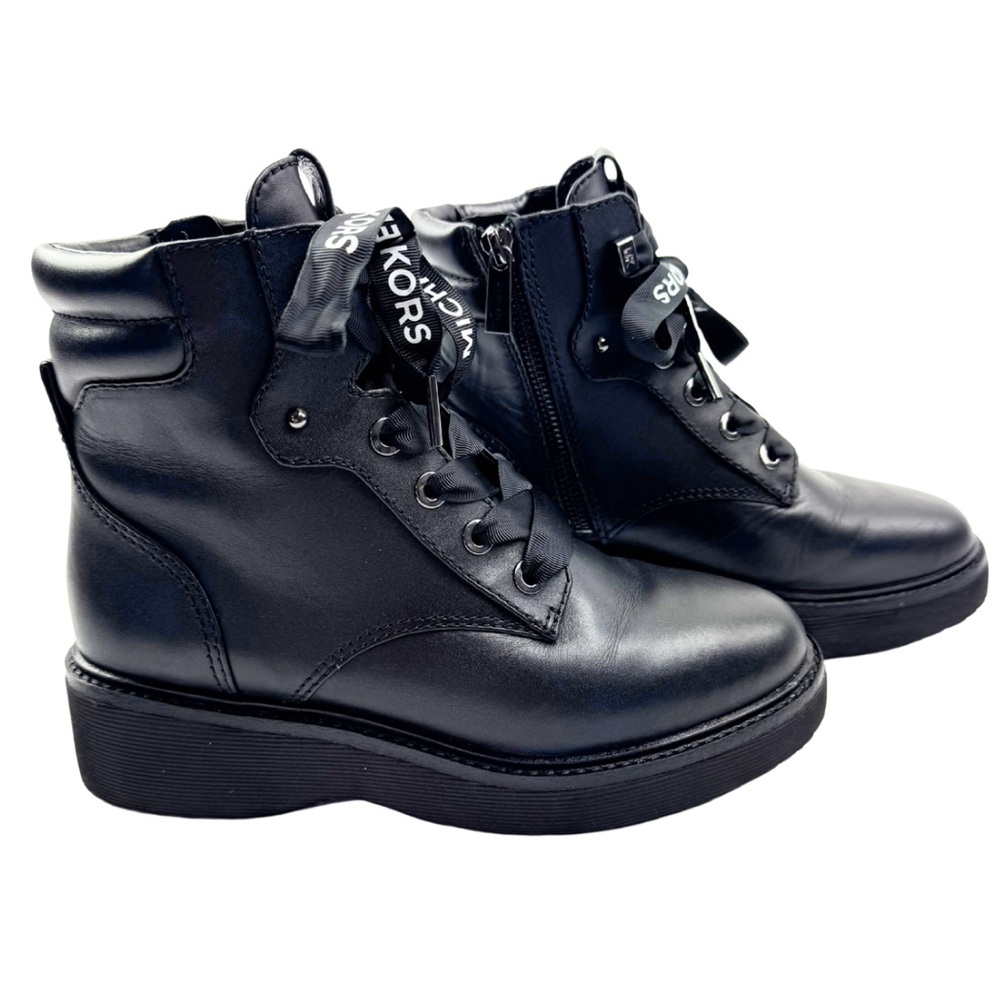 Michael Kors Black Leather Combat Moto Ankle Boots - Women’s Size‎ 6M